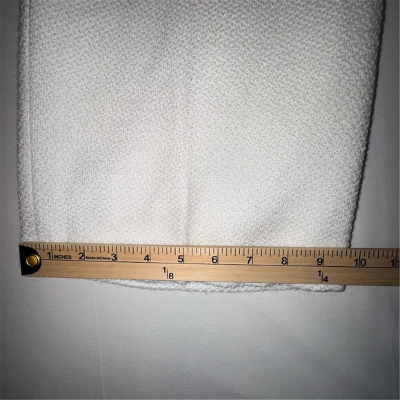 FEHAUTE Jumpsuit Womens Size 4 White Tweed Wide-Leg Pockets Quiet Luxury - Picture 12 of 16